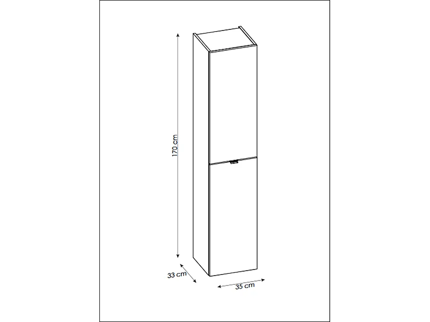 Colonne de salle de bain - 170 cm - Gris - 2 portes - LISOA