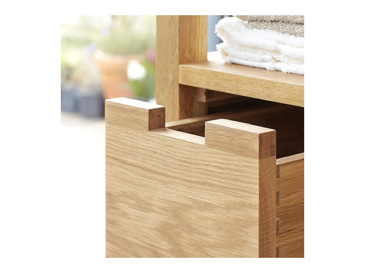 Hochschrank aus Eiche 30 cm Wandbefestigung Hängeschrank Massivholz