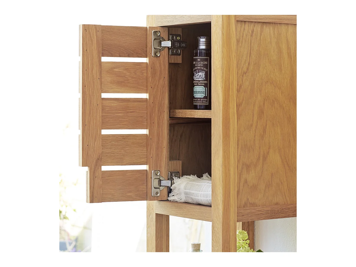 Hochschrank aus Eiche 30 cm Wandbefestigung Hängeschrank Massivholz