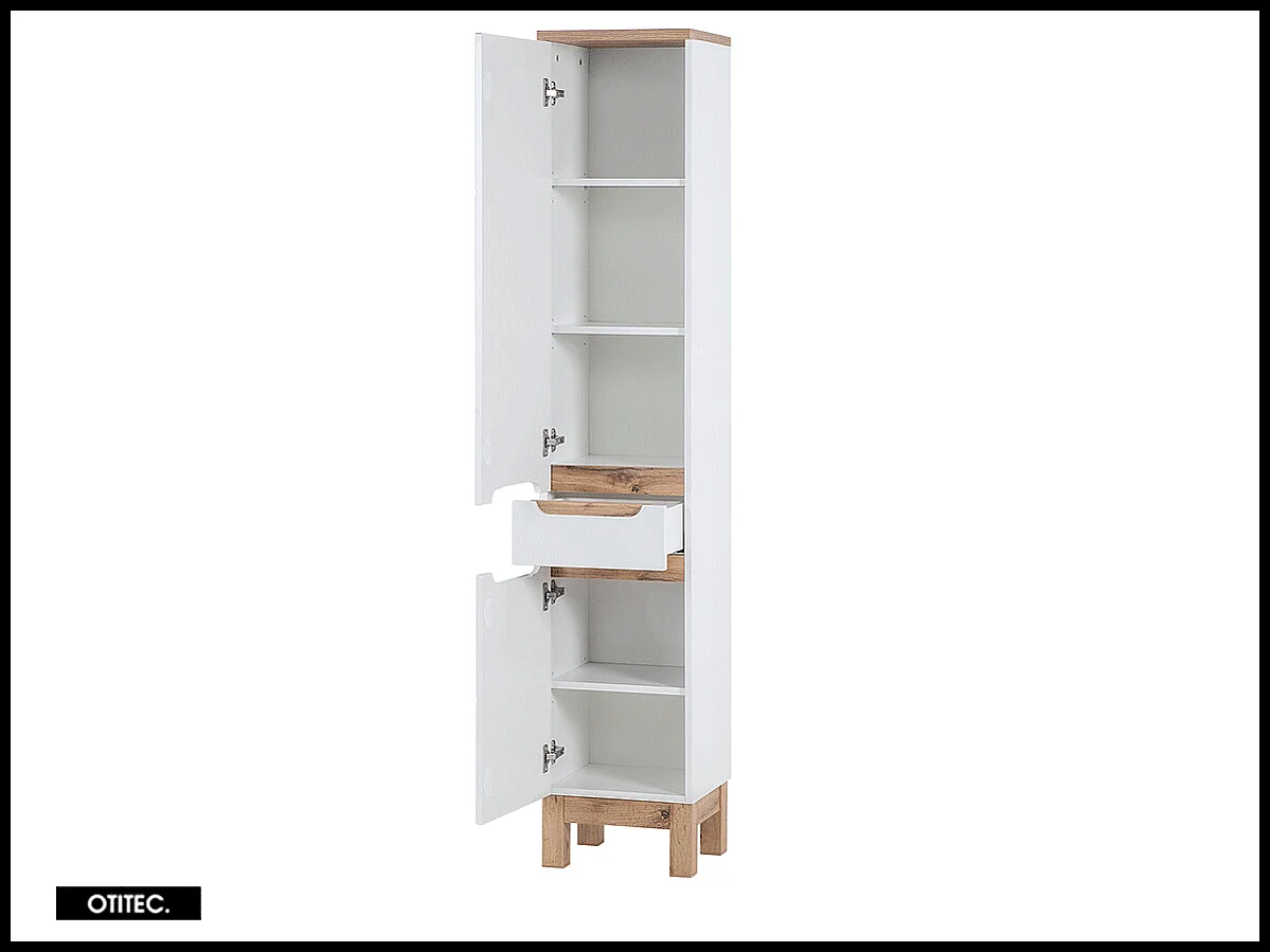 Colonne de salle de bain de 187 cm - Blanc - 2 portes et 1 tiroir - BALI