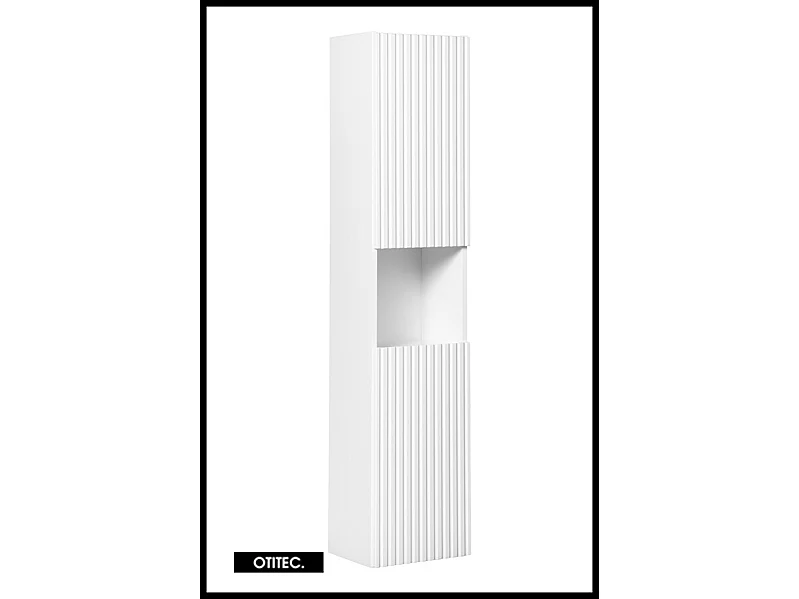 Colonne de salle de bain - 140 cm - Blanc - 2 portes - VOLTA