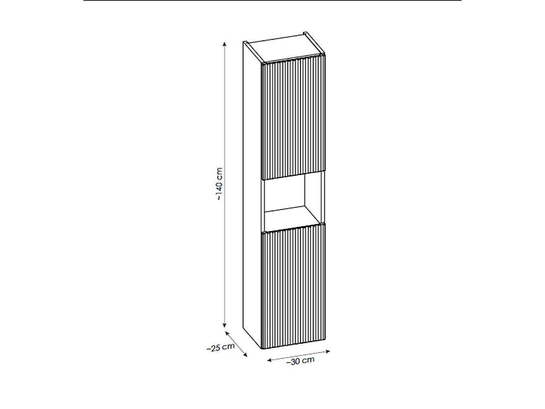 Colonne de salle de bain - 140 cm - Blanc - 2 portes - VOLTA