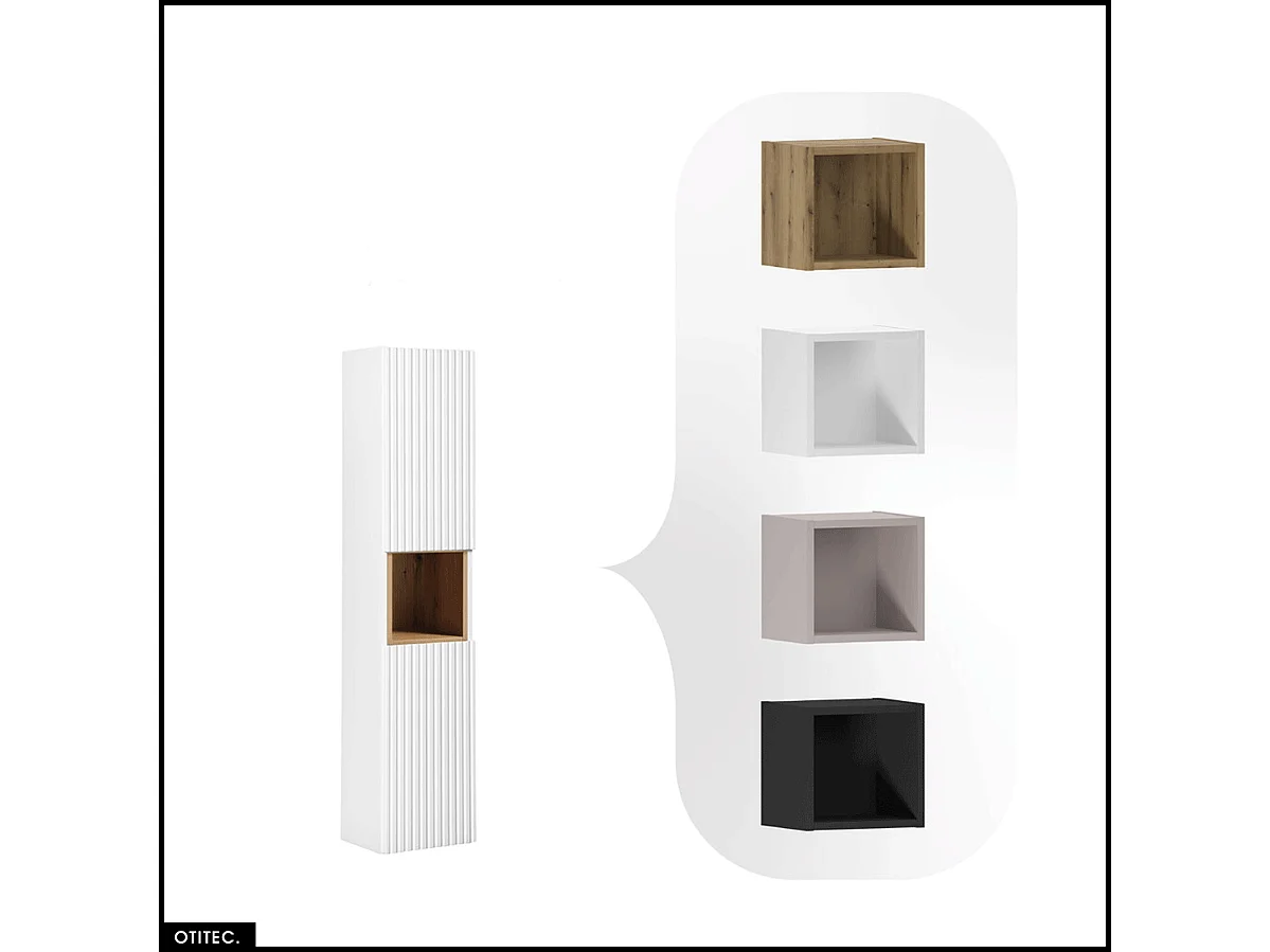 Colonne de salle de bain - 140 cm - Blanc - 2 portes - VOLTA