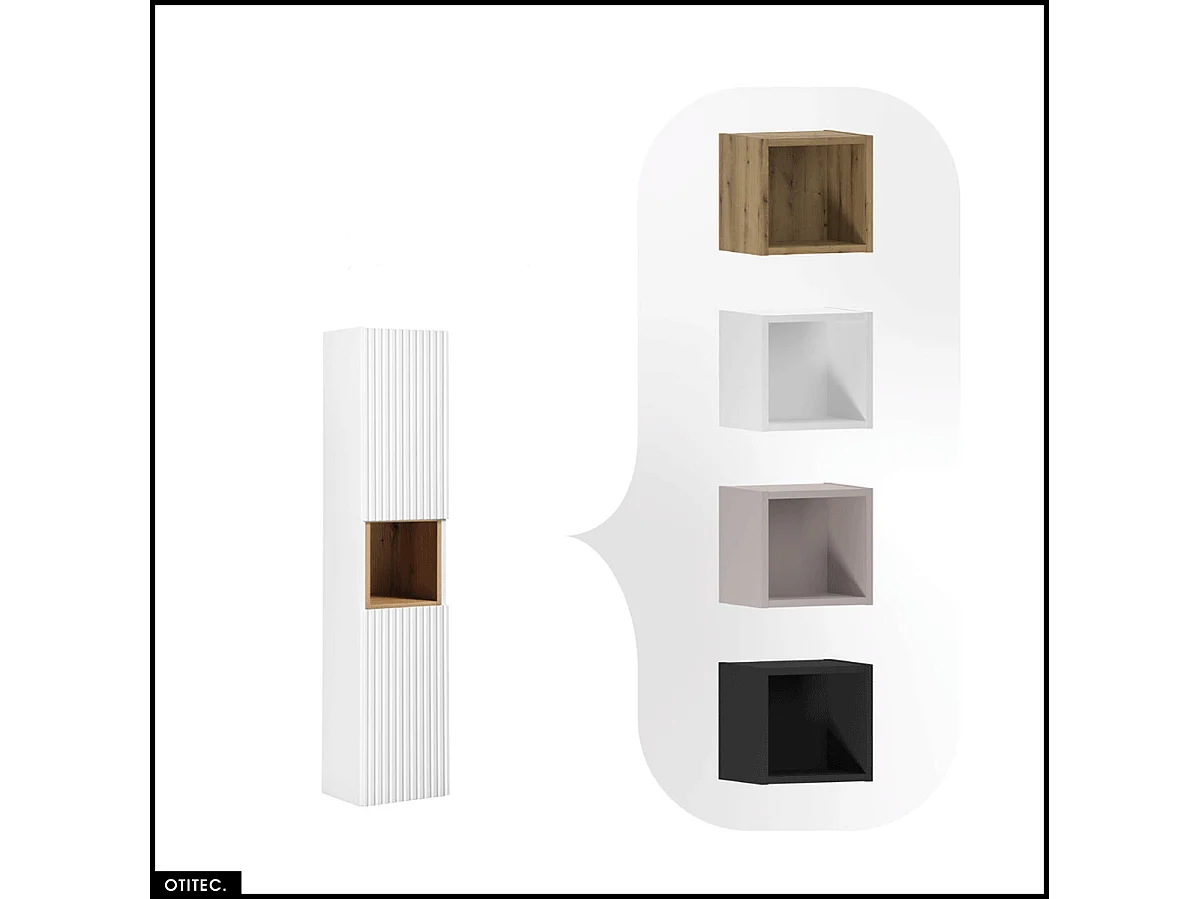 Colonne de salle de bain - 140 cm - Blanc - 2 portes - VOLTA