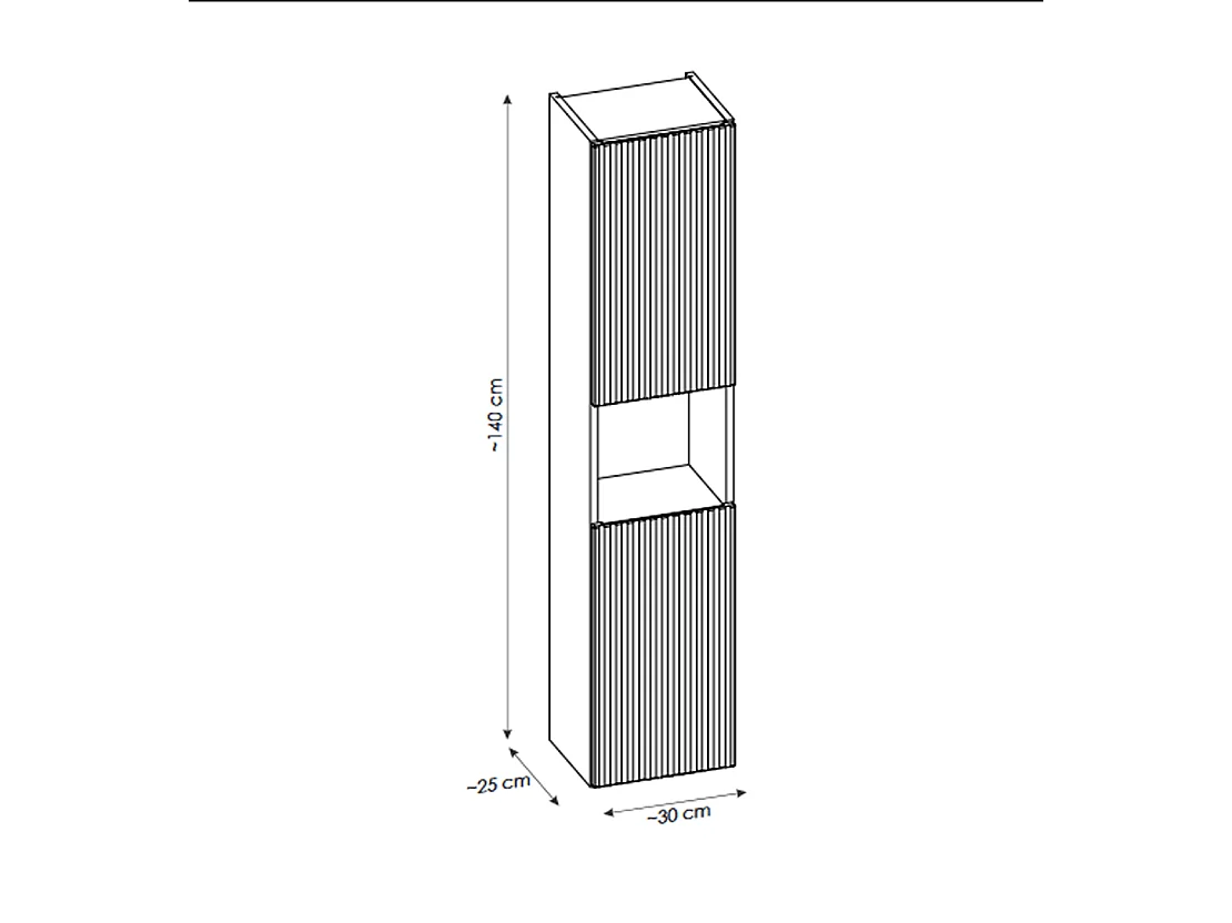 Colonne de salle de bain - 140 cm - Blanc - 2 portes - VOLTA