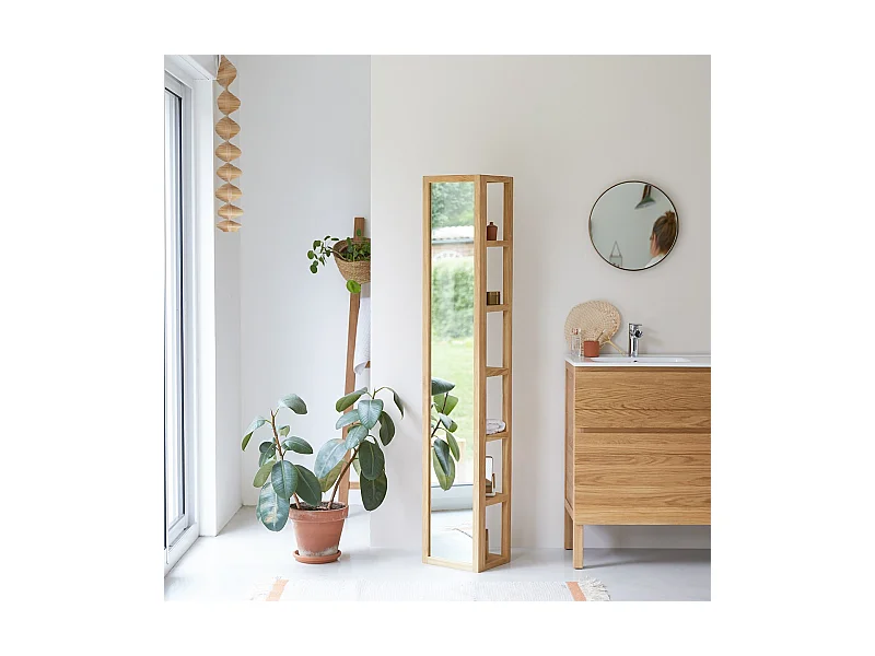 Colonne miroir droite en bois de teck 30 Twig