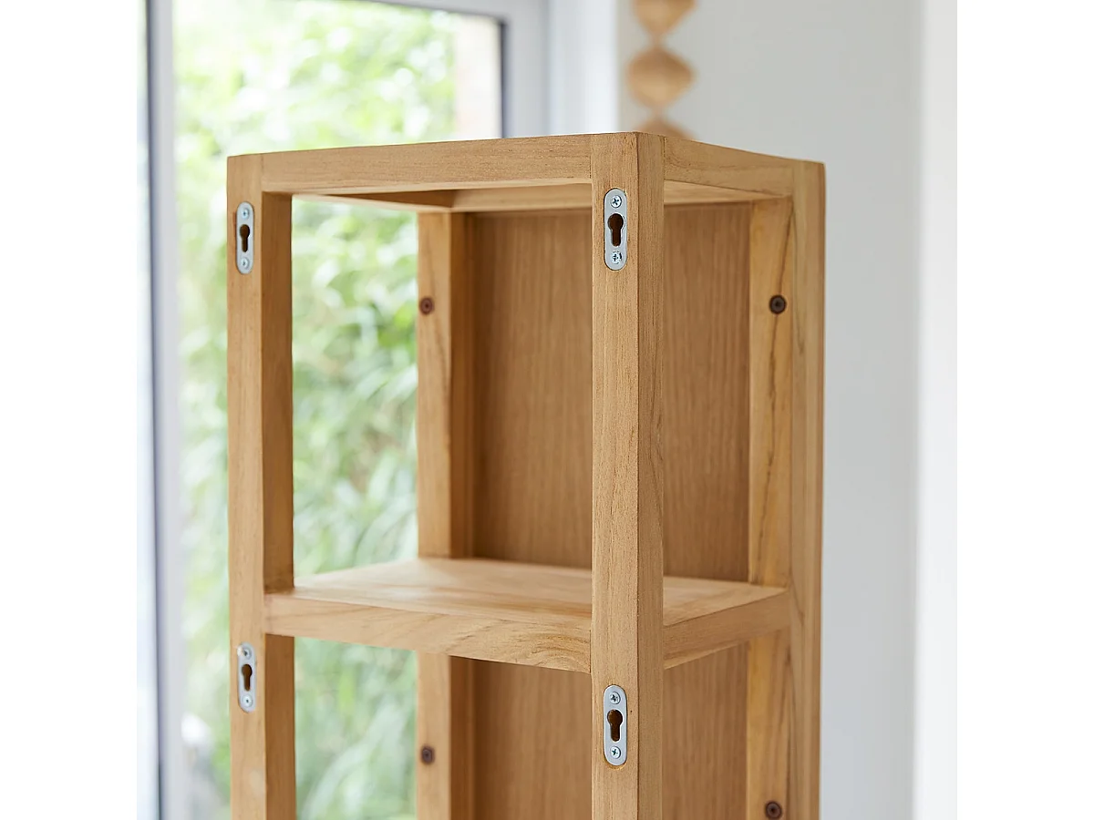 Hochschrank Badezimmerschrank Wandschrank 170 cm Spiegelschrank Teak masiv