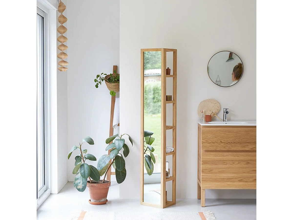 Scaffale in legno di Teak con specchio 170 cm arredo bagno Tikamoon