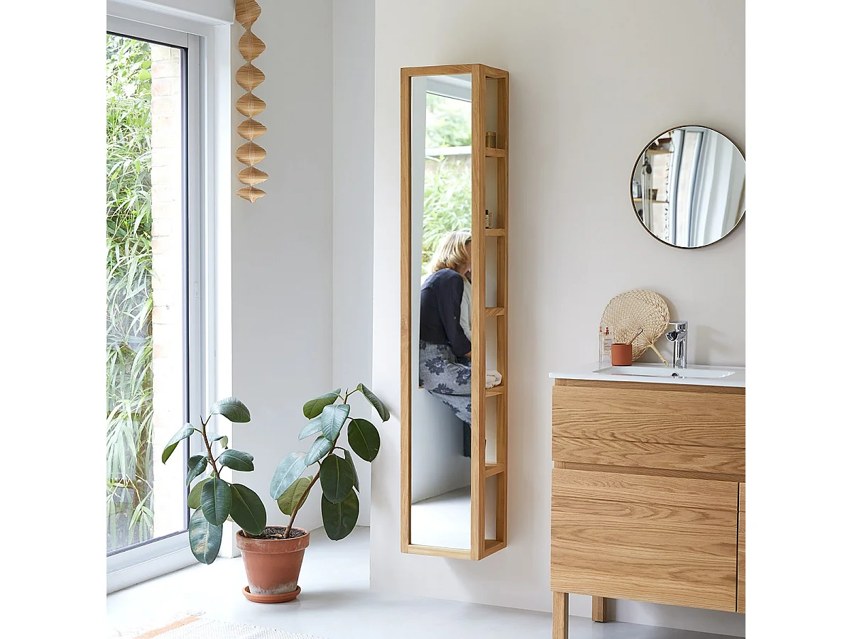 Scaffale in legno di Teak con specchio 170 cm arredo bagno Tikamoon