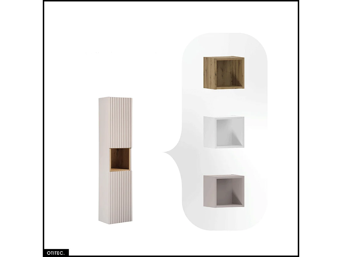 Colonne de salle de bain - 140 cm - Cachemire Mat - 2 portes - VOLTA