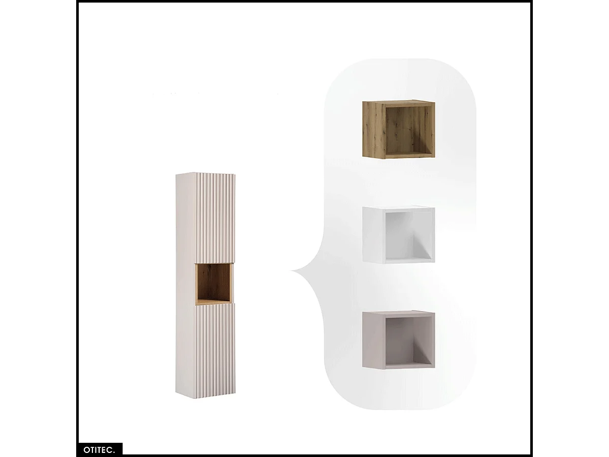 Colonne de salle de bain - 140 cm - Cachemire Mat - 2 portes - VOLTA