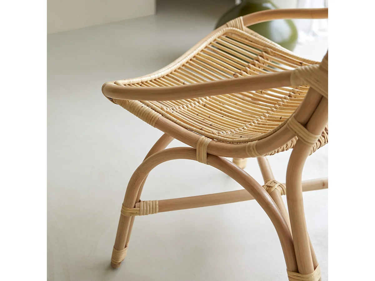 sedia seduta poltrona rattan  soggiorno vintage naturale veranda design, 1 posto