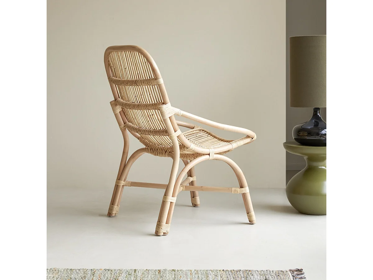 sedia seduta poltrona rattan  soggiorno vintage naturale veranda design, 1 posto