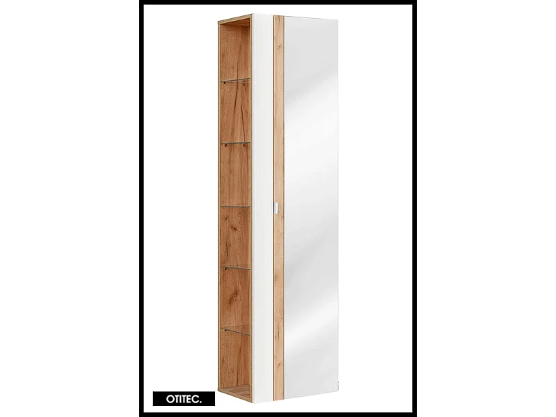 Colonne de salle de bain de 170 cm - Blanc - 1 porte - Avec Miroir - LISOA