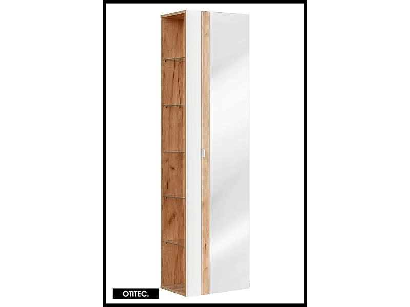 Colonne de salle de bain de 170 cm - Blanc - 1 porte - Avec Miroir - LISOA