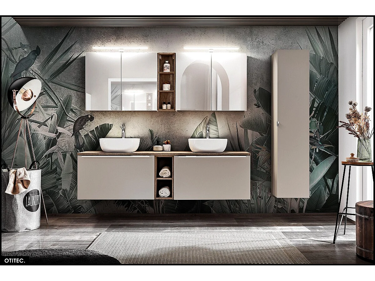 Colonne de salle de bain - 35 x 160 cm - 1 porte - 2 tiroirs - BOLD TAUPE