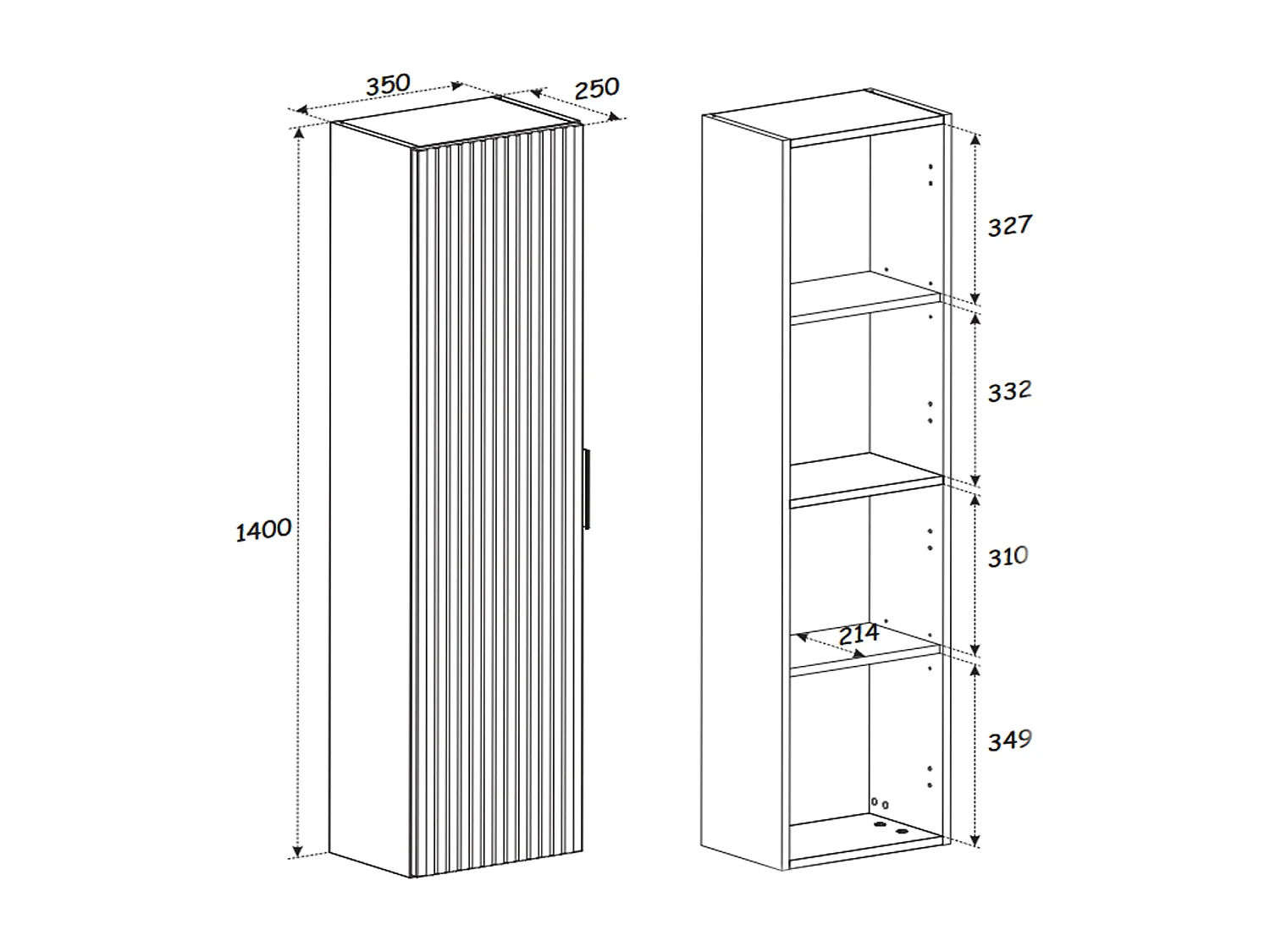 Colonne de salle de bain de 140 cm - Cachemire Mat - 1 porte - LIVA