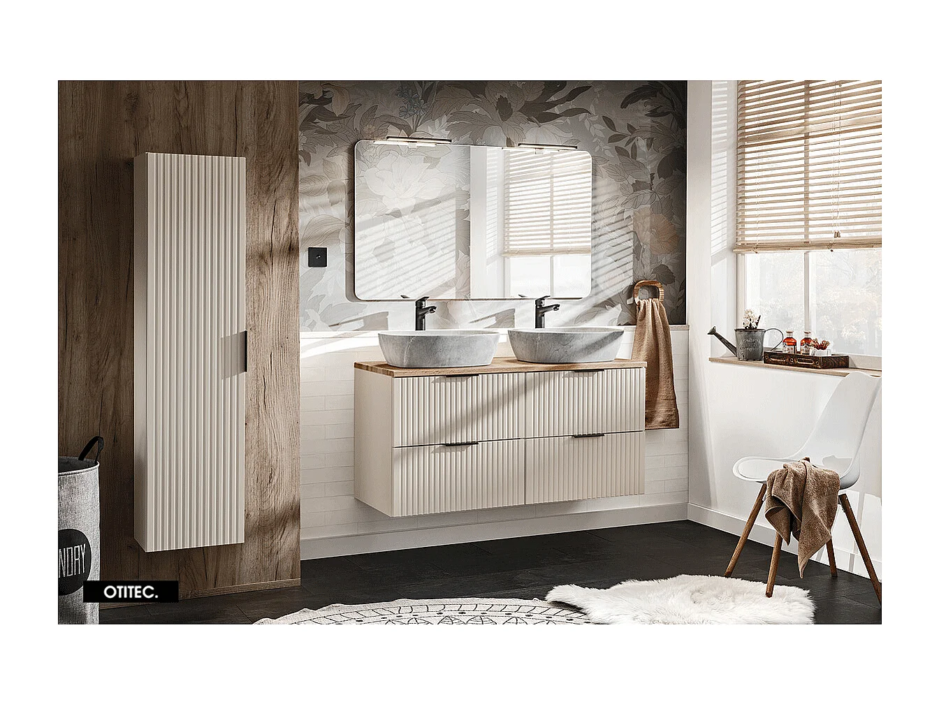 Colonne de salle de bain de 140 cm - Cachemire Mat - 1 porte - LIVA