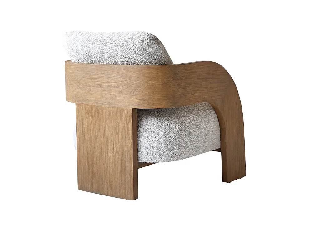 Sessel Boti aus massivem Mindiholz und ecrufarbenem Stoff ,1-Sitz