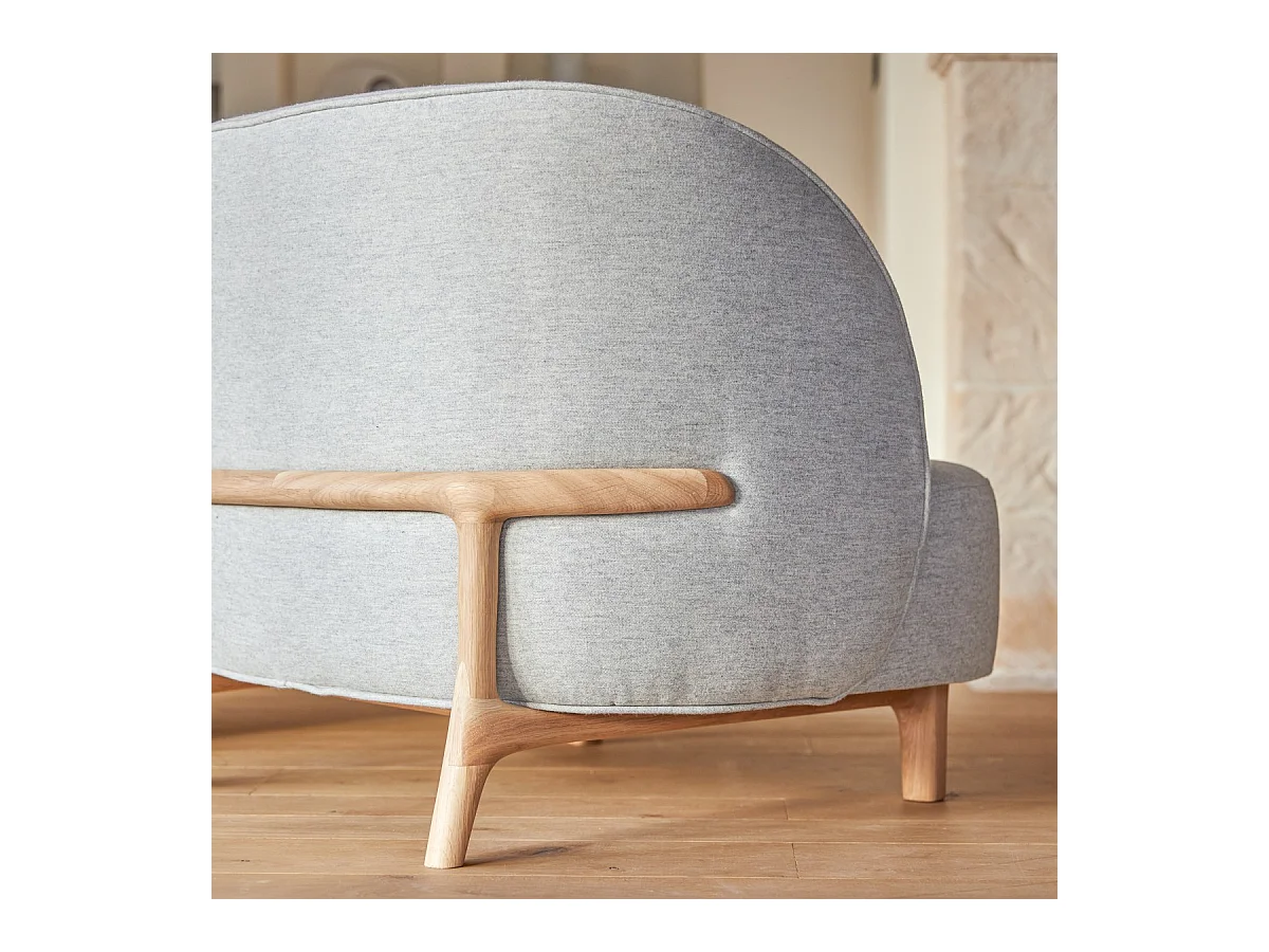 Sessel Hoya mit massivem Eichenholzgestell und grauem Stoffbezug ,1-Sitz