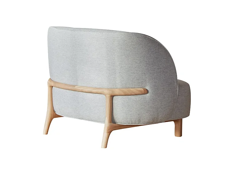 Sessel Hoya mit massivem Eichenholzgestell und grauem Stoffbezug ,1-Sitz