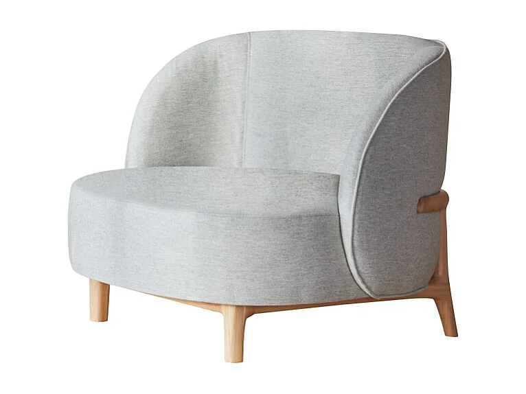 Fauteuil Hoya en chêne massif et tissu gris, 1 place