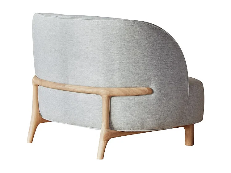 Fauteuil Hoya en chêne massif et tissu gris, 1 place