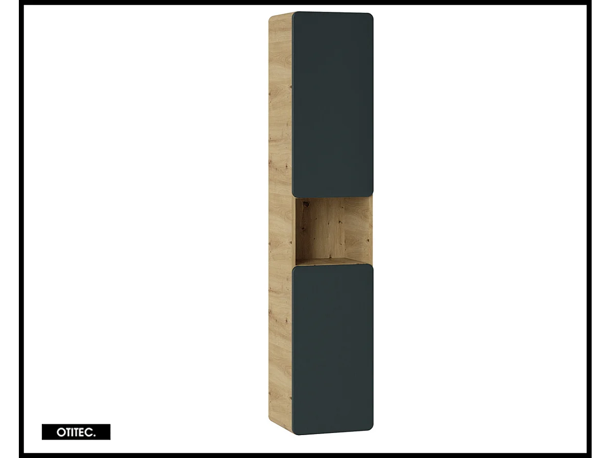 Colonne de salle de bain de 187 cm - Gris - 2 portes - PASTI COSMOS