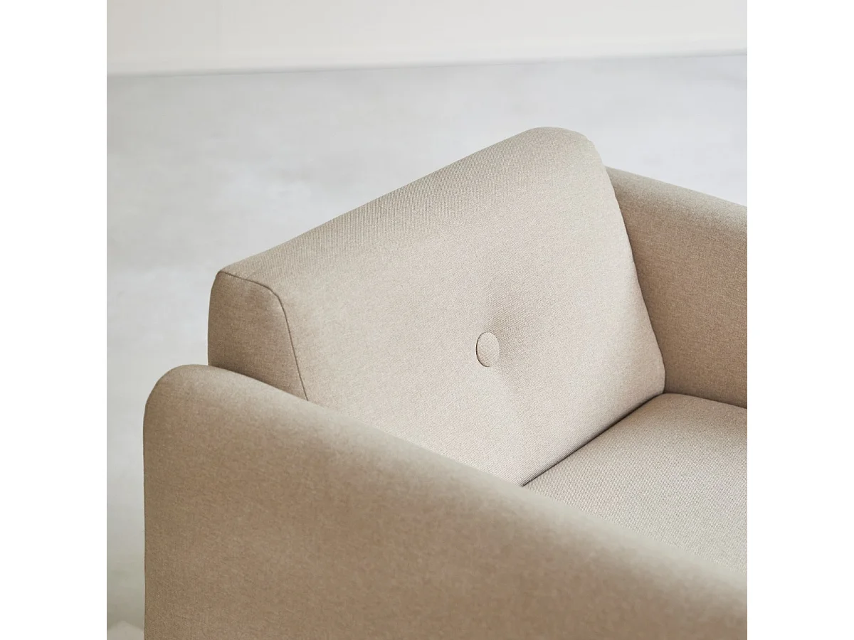 Fauteuil Bjorn en chêne massif et tissu écru, 1 place