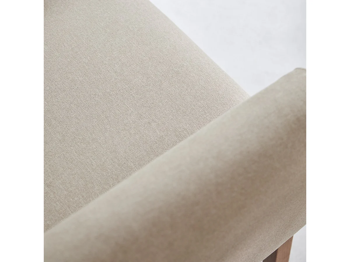 Fauteuil Bjorn en chêne massif et tissu écru, 1 place