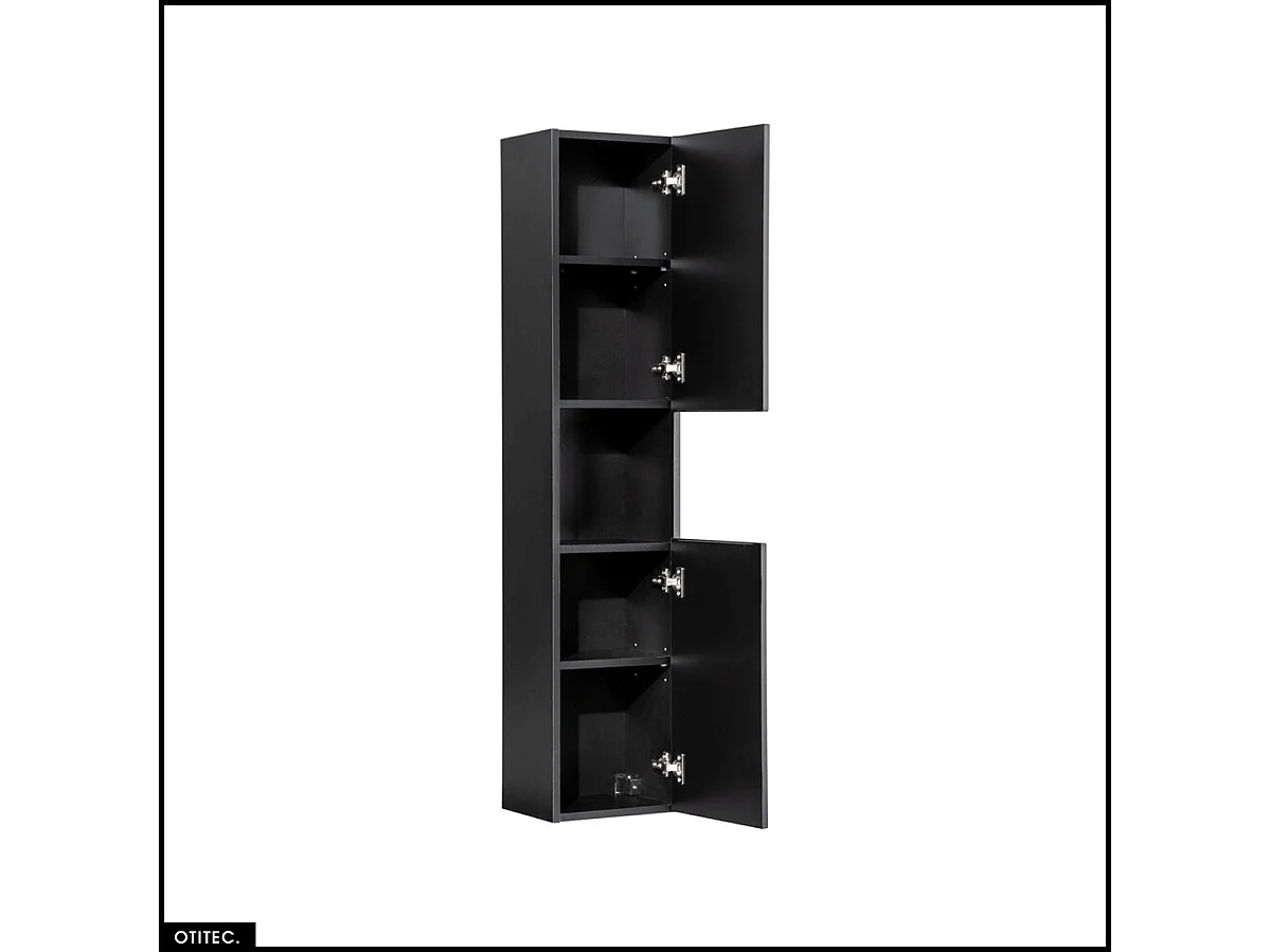 Colonne de salle de bain - 140 cm - Noir - 2 portes - VOLTA