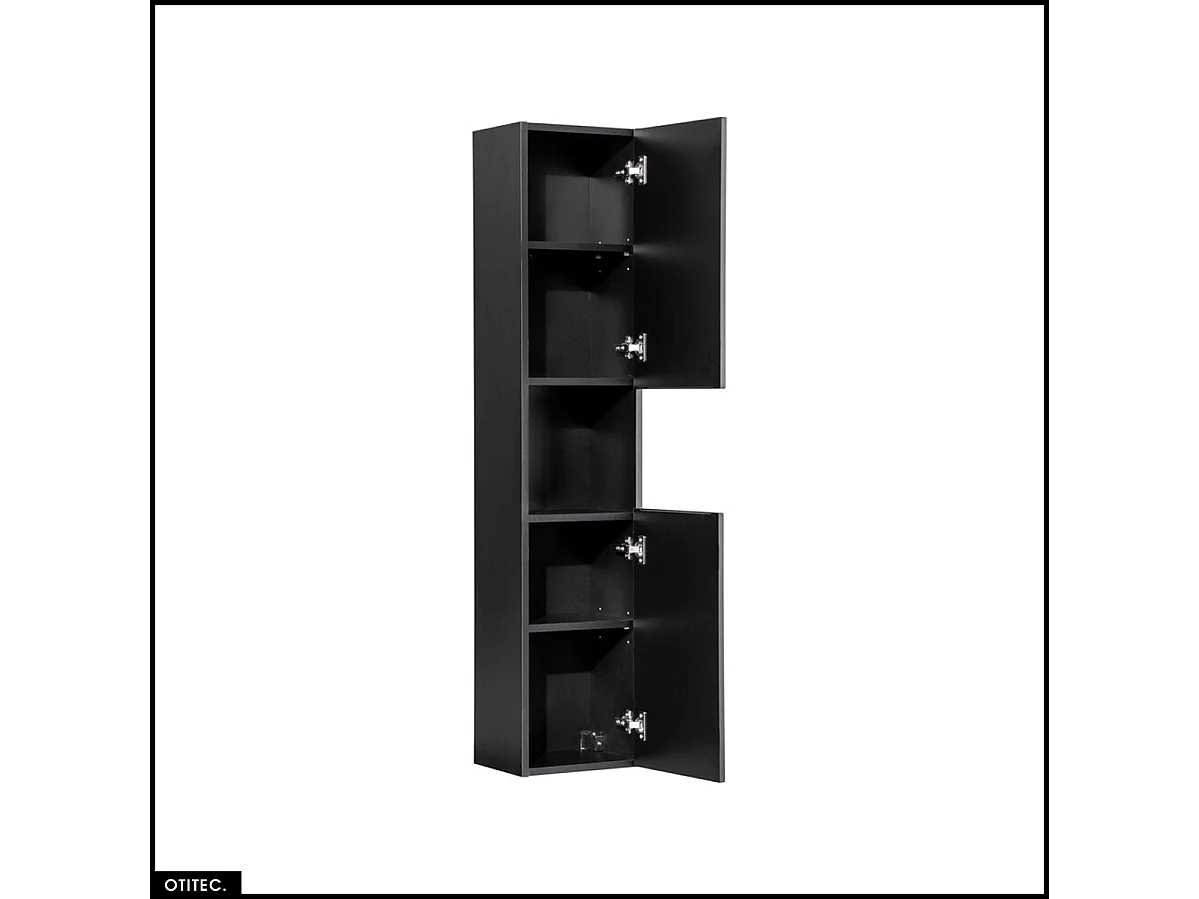 Colonne de salle de bain - 140 cm - Noir - 2 portes - VOLTA