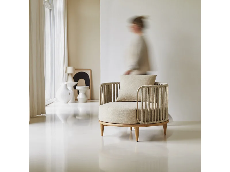 Fauteuil en bois de teck massif Ezra, 1 place