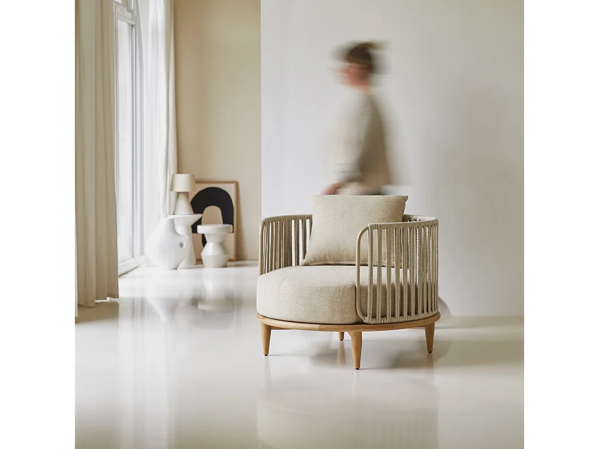 Sessel Ezra aus massivem Teakholz, Einsitzer