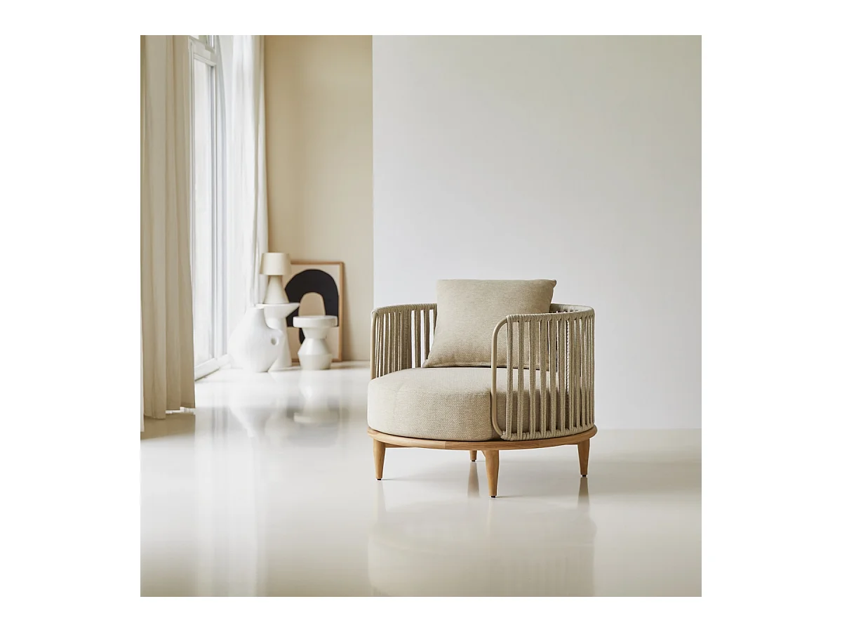 Sessel Ezra aus massivem Teakholz, Einsitzer