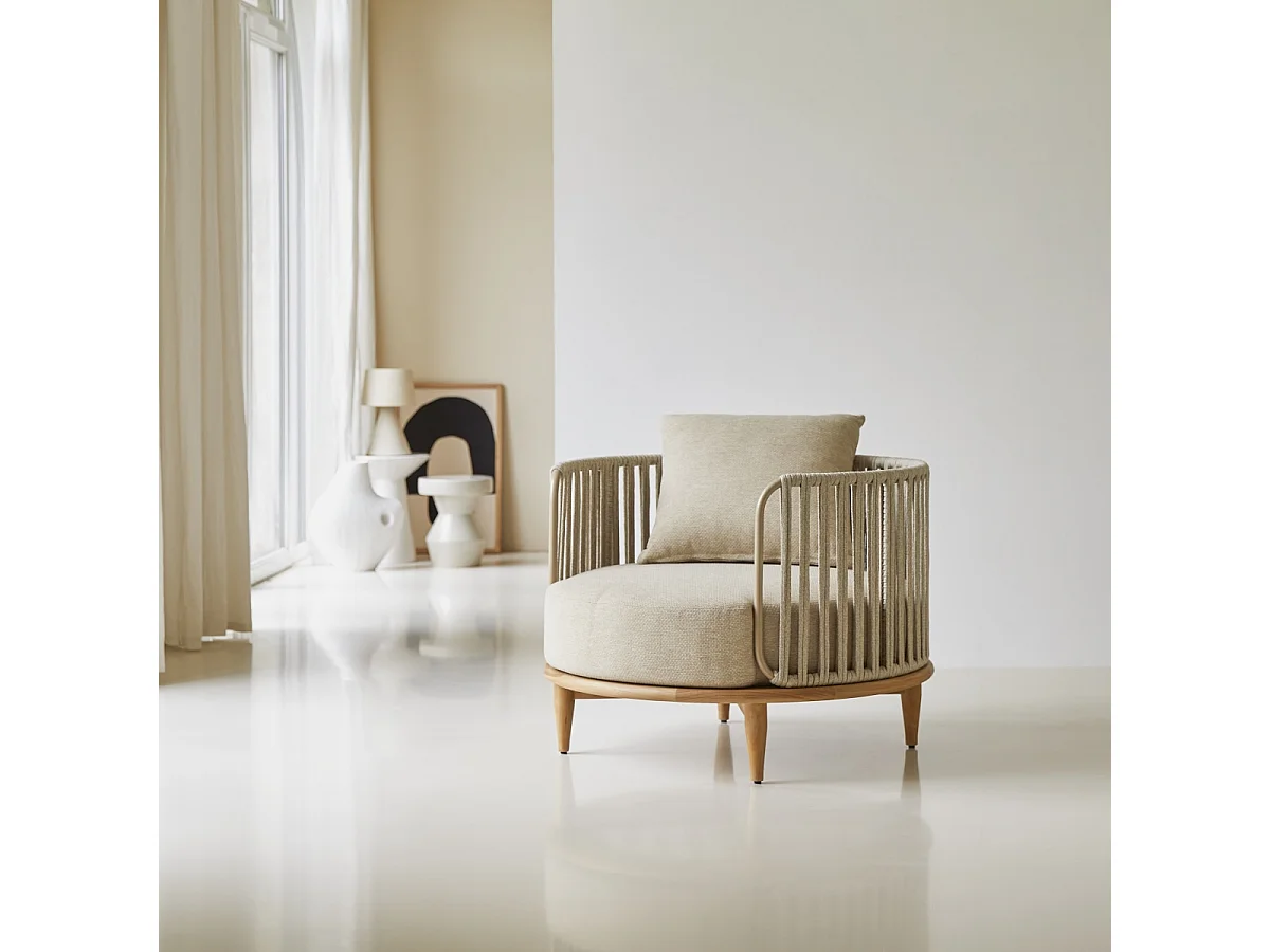 Sessel Ezra aus massivem Teakholz, Einsitzer