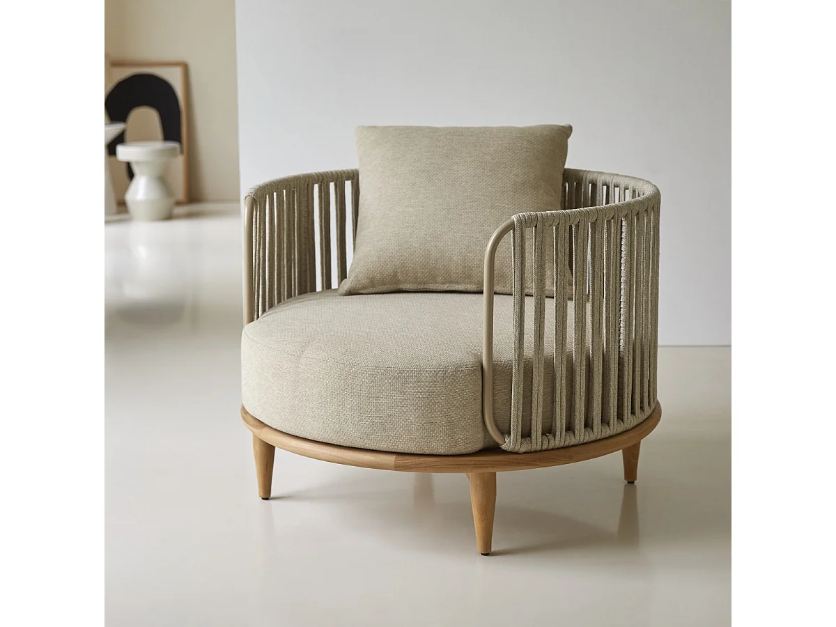 Sessel Ezra aus massivem Teakholz, Einsitzer