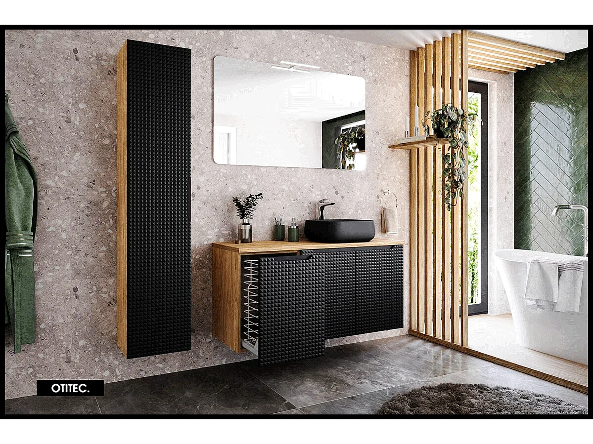 Colonne de salle de bain - 170 cm - Noir - 1 porte - SETTA