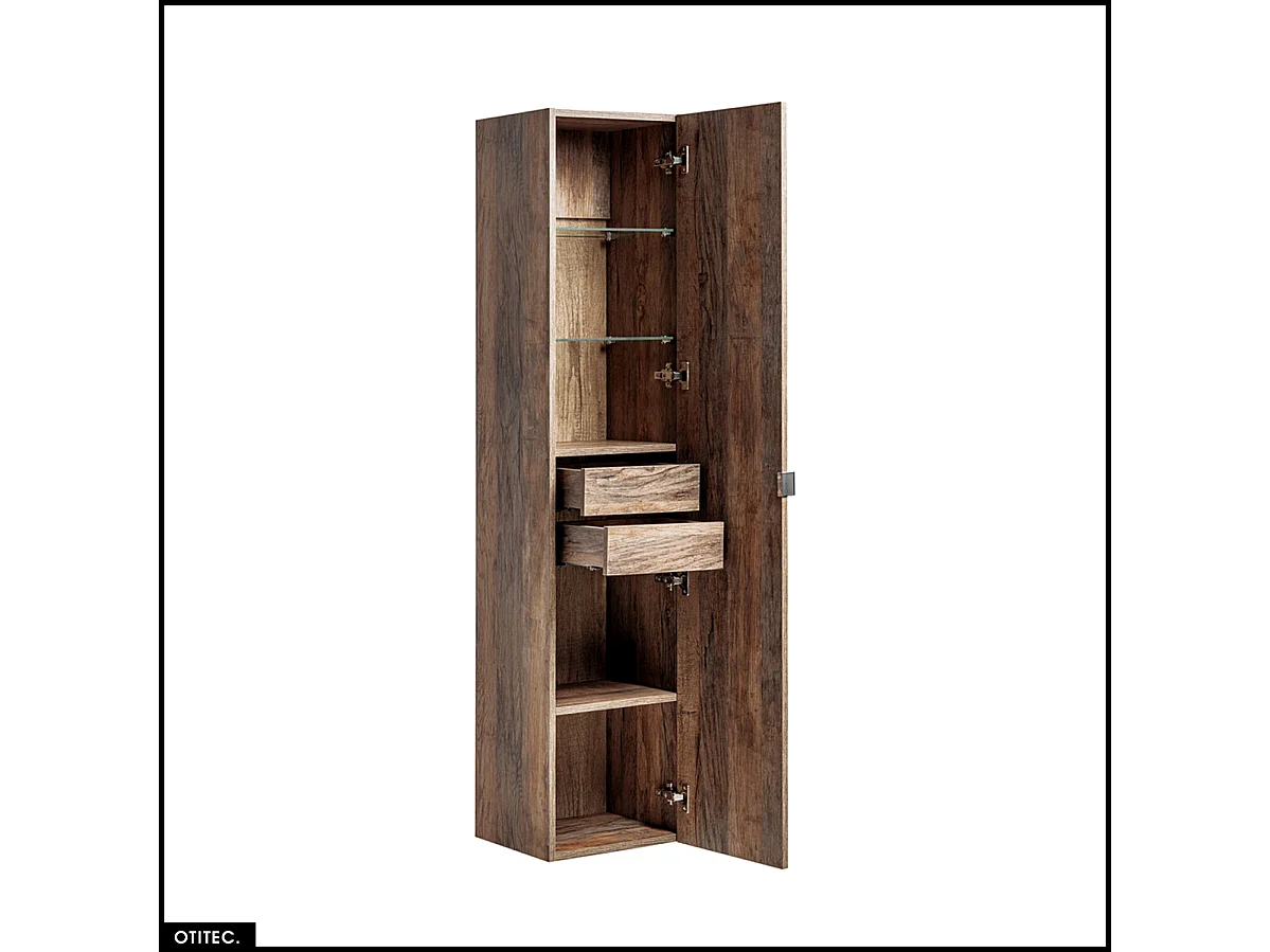Colonne de salle de bain - 35 x 160 cm - 1 porte - 2 tiroirs - BOLD OAK