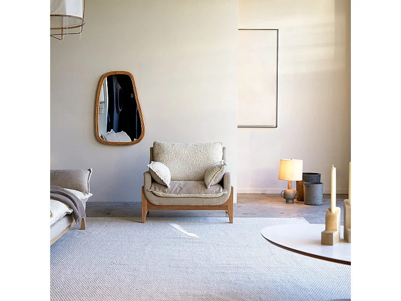 Fauteuil Woodnest en chêne massif et tissu Linen, 1 place