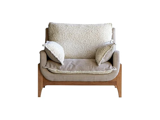 Fauteuil Woodnest en chêne massif et tissu Linen, 1 place