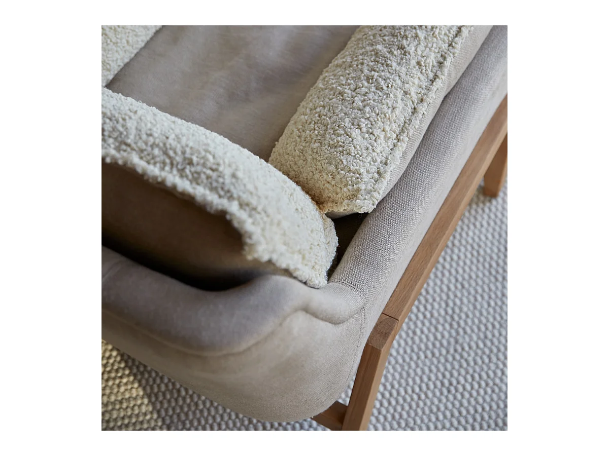 Fauteuil Woodnest en chêne massif et tissu Linen, 1 place