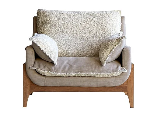 Fauteuil Woodnest en chêne massif et tissu Linen, 1 place