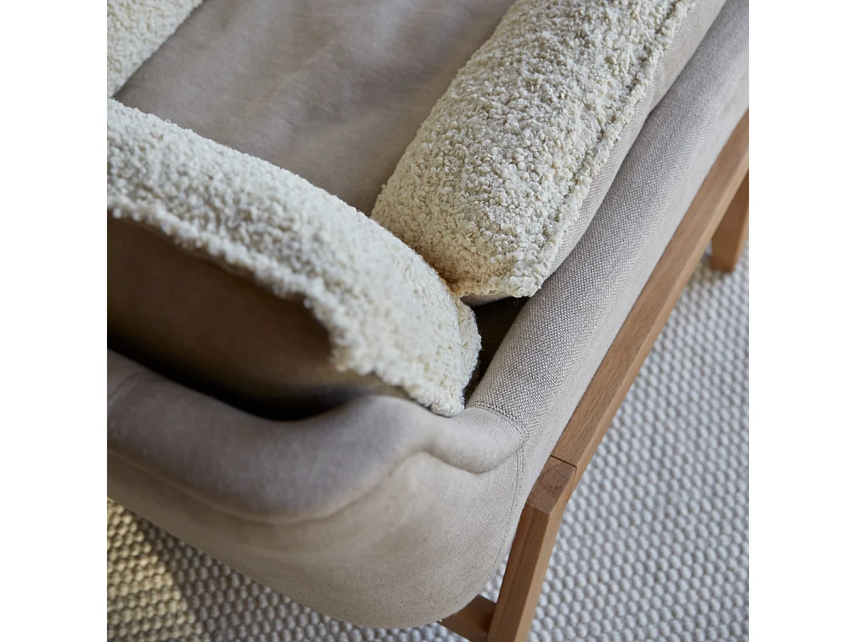 Sessel Woodnest mit massivem Eichenholzgestell und Leinenbezug ,1-Sitz