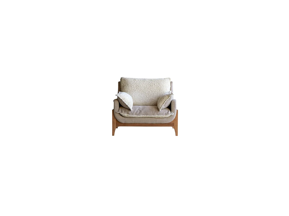 Sessel Woodnest mit massivem Eichenholzgestell und Leinenbezug ,1-Sitz