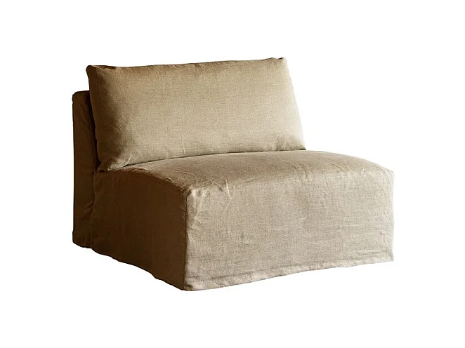 Poltrona bassa modulabile Nils in lino naturale, 1 posto