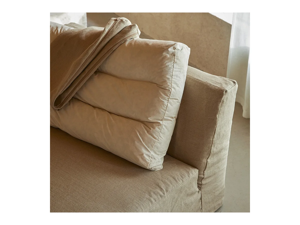 Poltrona bassa modulabile Nils in lino naturale, 1 posto