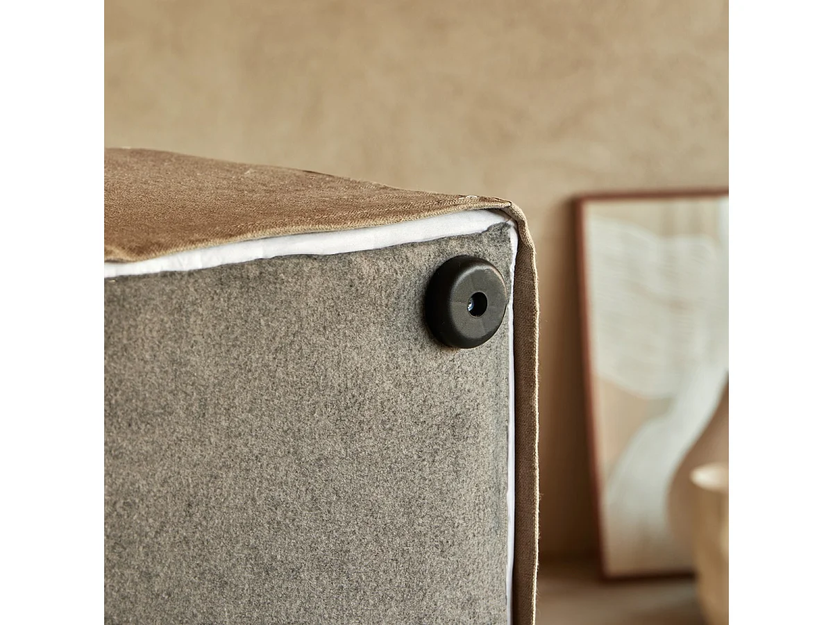 Poltrona bassa modulabile Nils in lino naturale, 1 posto