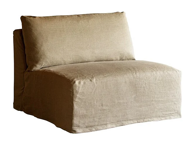 Poltrona bassa modulabile Nils in lino naturale, 1 posto