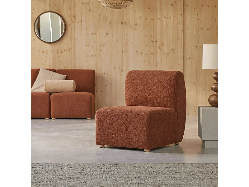 Chauffeuse Swann modulable en acacia massif et tissu terracotta